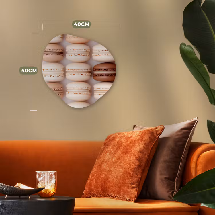 Macarons - Beige - Bruin Wandcirkel Organisch Forex 3mm klein -sfeer3