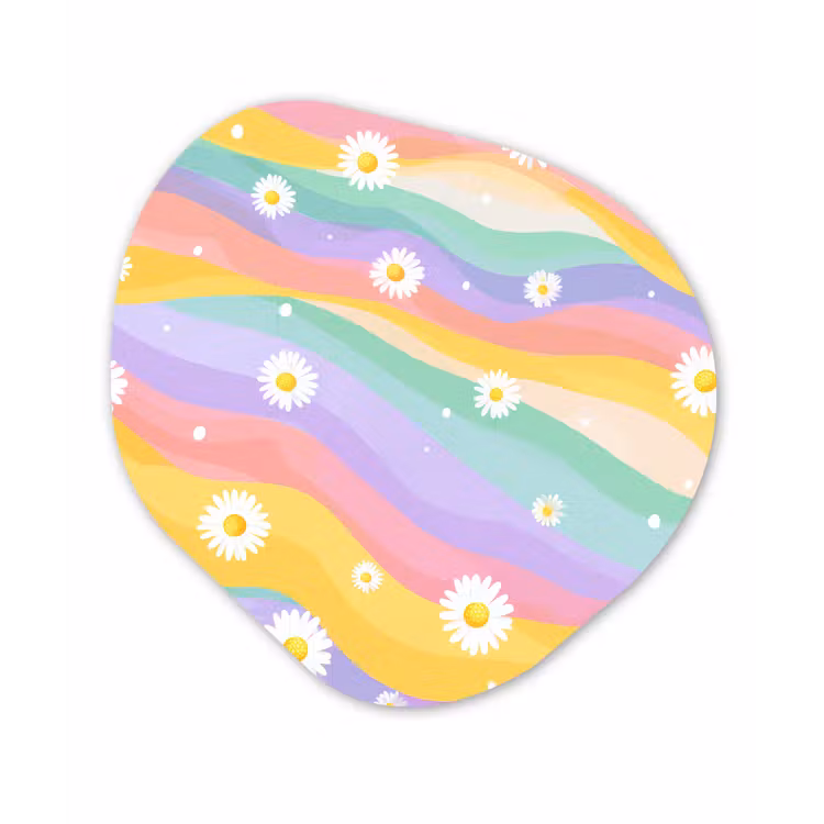 Madeliefjes - Kleurrijk - Pastel - Vrolijk Wandcirkel Organisch Forex 3mm klein -3d
