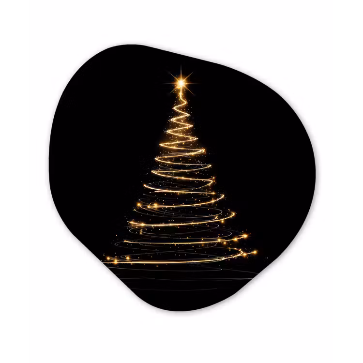 Magisch - Kerstboom - Lichtspiralen - Zwart Wandcirkel Organisch Forex 3mm klein -3d