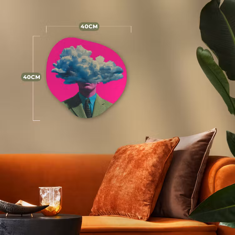 Man - Pak - Wolk - Roze Wandcirkel Organisch Forex 3mm klein -sfeer3