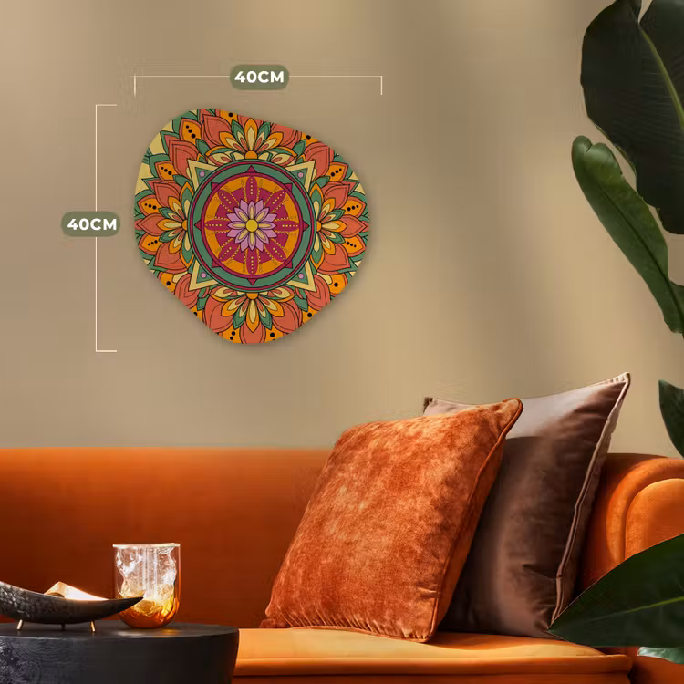 Mandala - Bloemen - Abstract - Kleurrijk Wandcirkel Organisch Forex 3mm klein -sfeer3