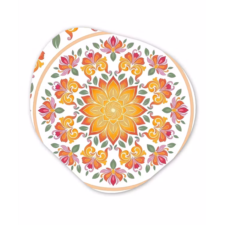 Mandala - Bloemen - Decoratie - Kleurrijk - Abstract Wandcirkel Organisch Forex 3mm klein -3d