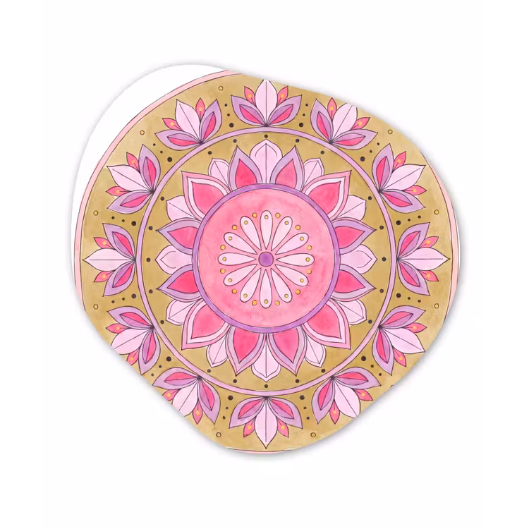 Mandala - Patroon - Kunst - Aquarel - Roze Wandcirkel Organisch Forex 3mm klein -3d