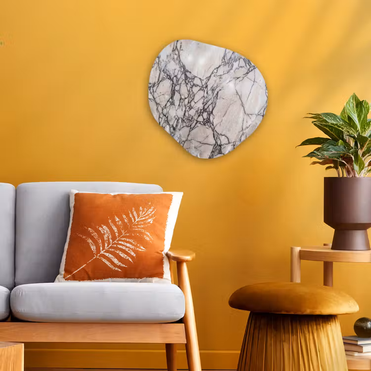 Marmer - Aderen - Patroon - Wit - Grijs Wandcirkel Organisch Forex 3mm klein -sfeer4