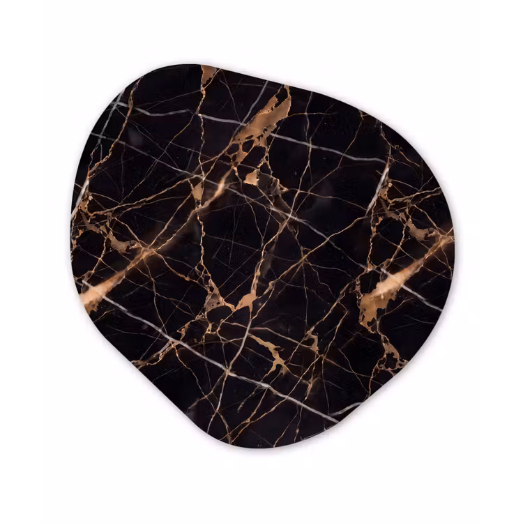 Marmer - Goud - Abstract - Zwart Wandcirkel Organisch Forex 3mm klein -3d