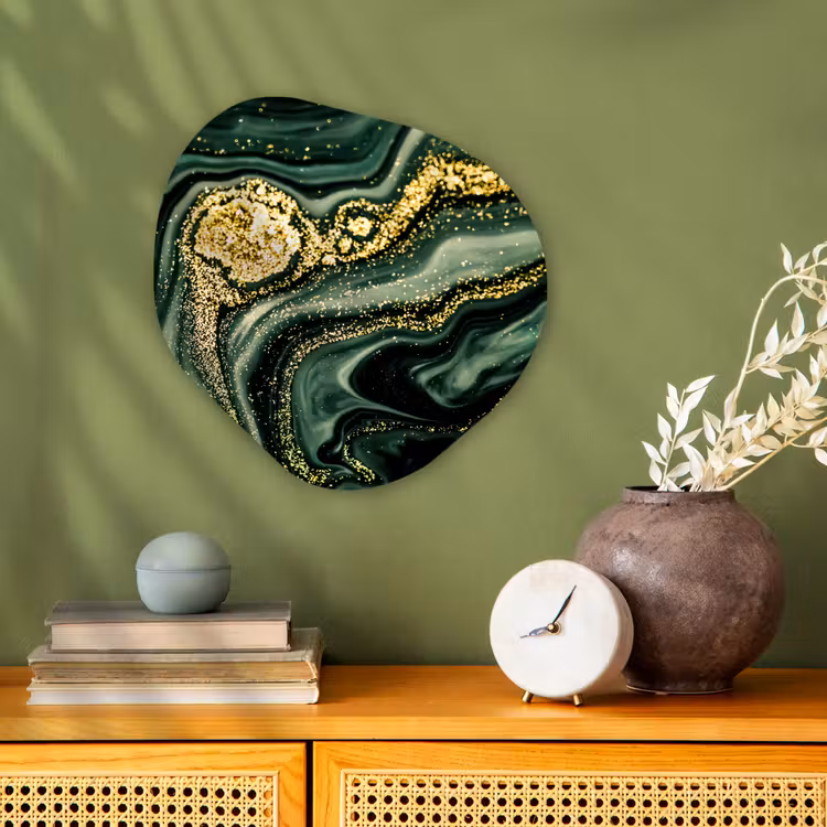 Marmer - Goud - Glitter - Groen - Marmerlook - Luxe Wandcirkel Organisch Forex 3mm klein -sfeer2