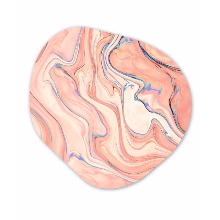 Marmer - Pastel - Roze - Blauw - Marmerlook - Abstract Wandcirkel Organisch Forex 3mm klein -3d