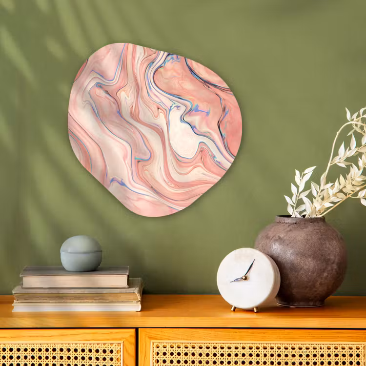 Marmer - Pastel - Roze - Blauw - Marmerlook - Abstract Wandcirkel Organisch Forex 3mm klein -sfeer2