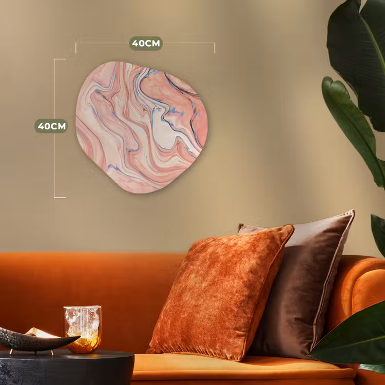 Marmer - Pastel - Roze - Blauw - Marmerlook - Abstract Wandcirkel Organisch Forex 3mm klein -sfeer3