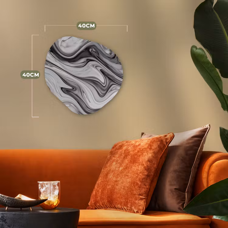 Marmer - Patronen - Grijs - Marmerlook - Zwart Wandcirkel Organisch Forex 3mm klein -sfeer3