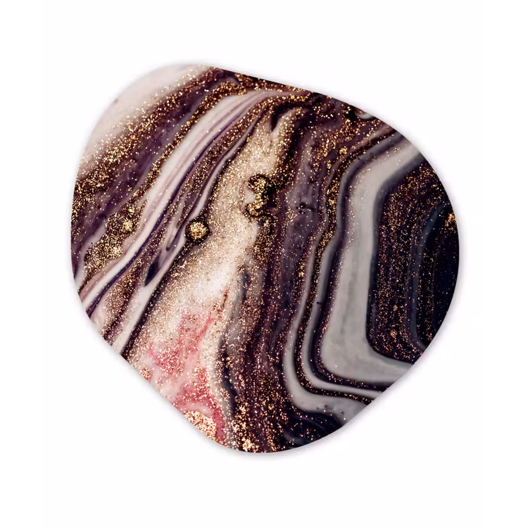 Marmer - Roze - Goud - Glitter - Marmerlook Wandcirkel Organisch Forex 3mm klein -3d