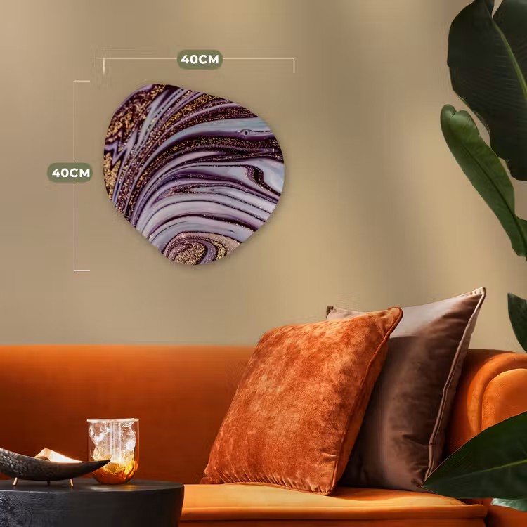 Marmer - Roze - Goud - Glitter - Marmerlook - Luxe Wandcirkel Organisch Forex 3mm klein -sfeer3