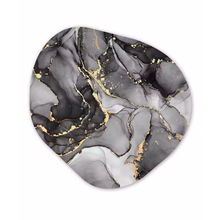 Marmer - Zwart - Goud - Grijs Wandcirkel Organisch Forex 3mm klein -3d