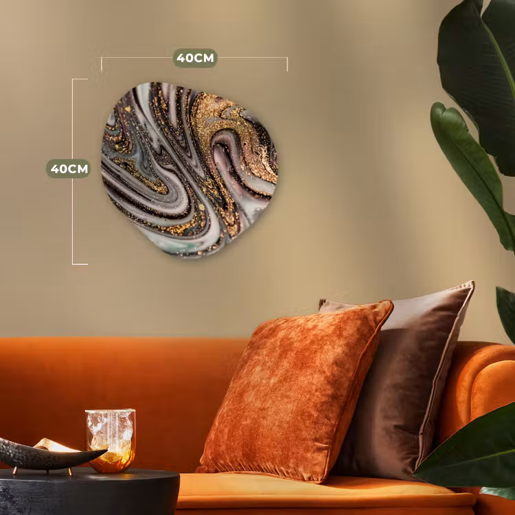 Marmerlook - Goud - Glitter - Luxe - Marmer - Wit Wandcirkel Organisch Forex 3mm klein -sfeer3