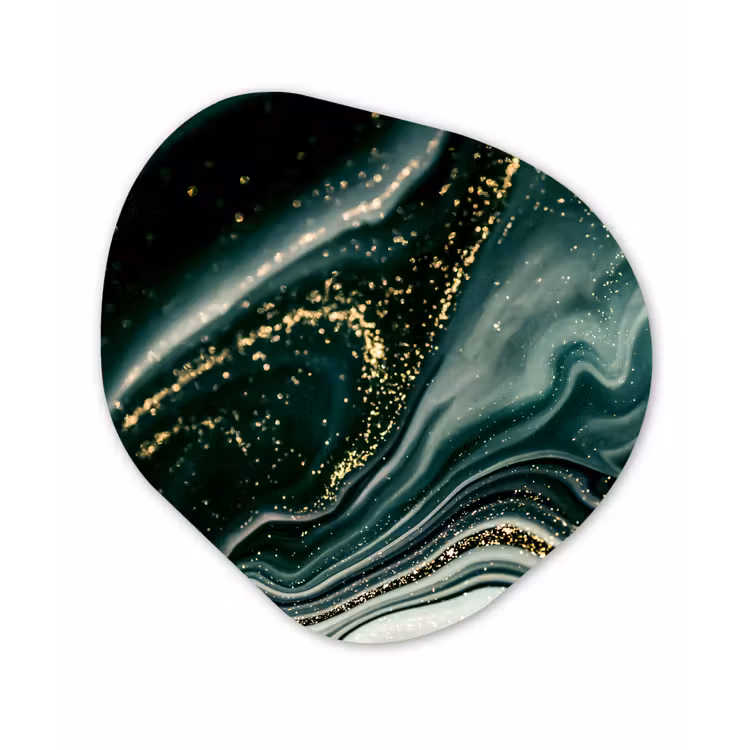 Marmerlook - Goud - Groen - Glitter - Design - Marmer Wandcirkel Organisch Forex 3mm klein -3d