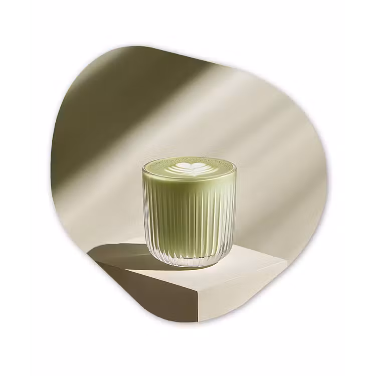 Matcha - Glas - Groen - Minimalistisch Wandcirkel Organisch Forex 3mm klein -3d