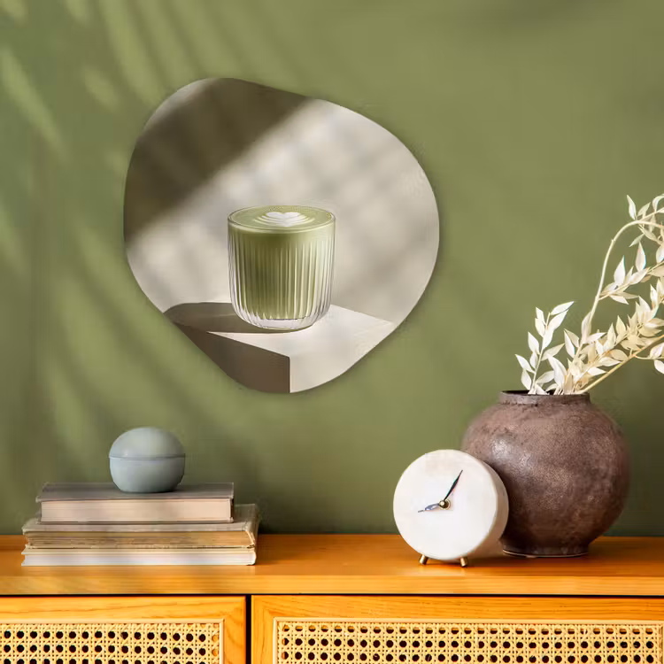 Matcha - Glas - Groen - Minimalistisch Wandcirkel Organisch Forex 3mm klein -sfeer2