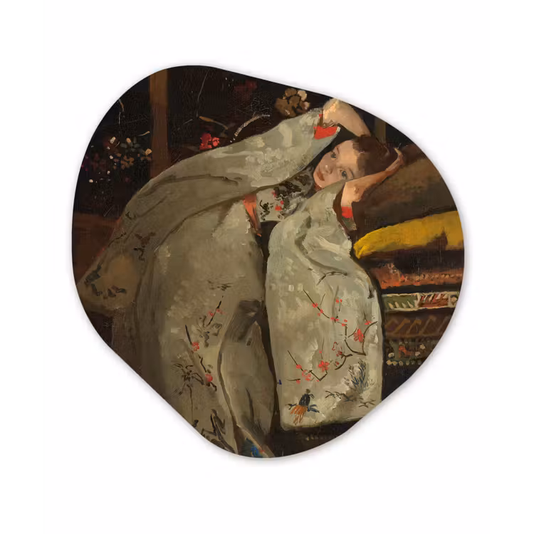 Meisje in witte kimono - Schilderij van George Hendrik Breitner Wandcirkel Organisch Forex 3mm klein -3d