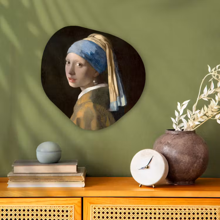 Meisje met de parel - Schilderij - Oude meesters - Vermeer Wandcirkel Organisch Forex 3mm klein -sfeer2