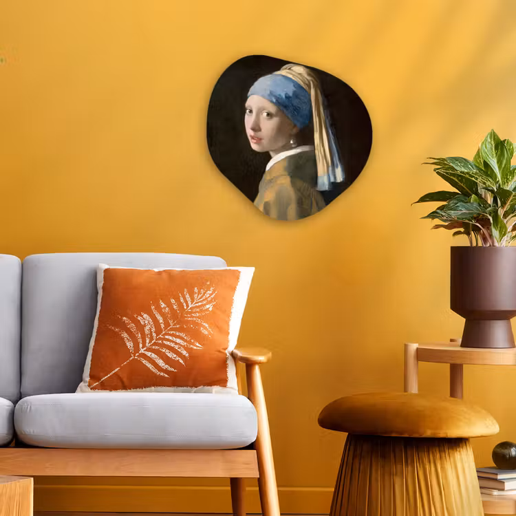 Meisje met de parel - Schilderij - Oude meesters - Vermeer Wandcirkel Organisch Forex 3mm klein -sfeer4