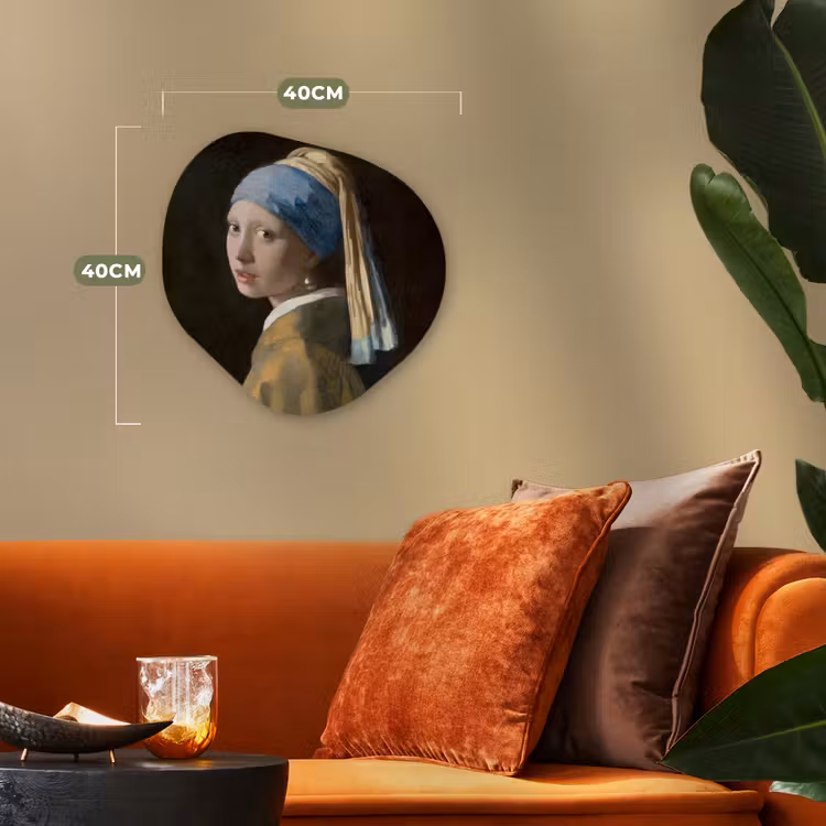 Meisje met de parel - Schilderij - Oude meesters - Vermeer Wandcirkel Organisch Forex 3mm klein -sfeer3