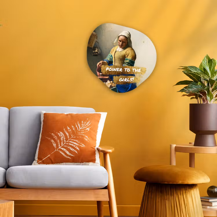 Melkmeisje - Goud - Quotes - Schilderij - Oude meesters Wandcirkel Organisch Forex 3mm klein -sfeer4