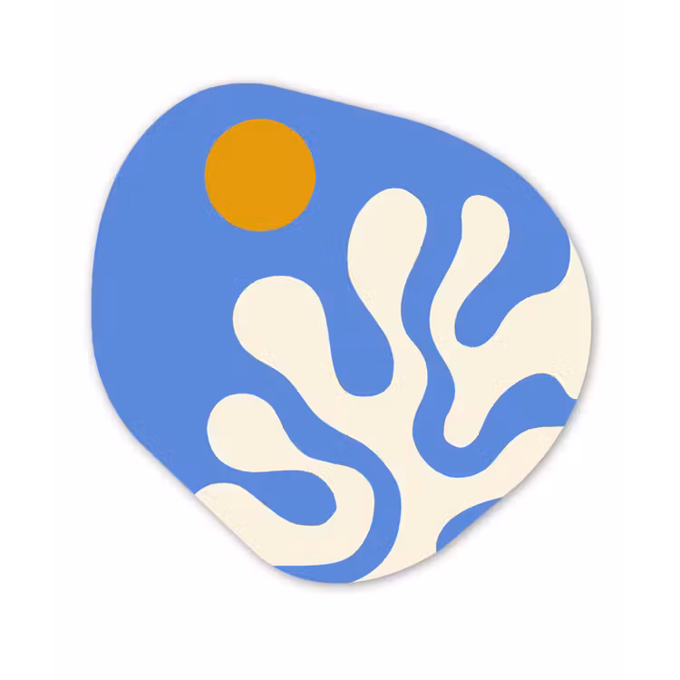 Minimalistisch - Organisch patroon - Blauw Wandcirkel Organisch Forex 3mm klein -3d