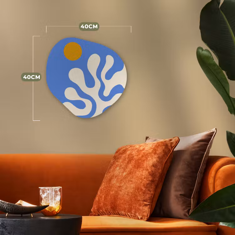 Minimalistisch - Organisch patroon - Blauw Wandcirkel Organisch Forex 3mm klein -sfeer3