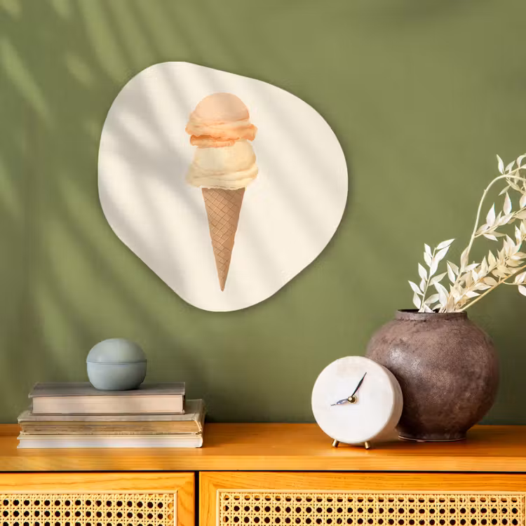 Minimalistisch - Schepijs - Hoorntje - Beige Wandcirkel Organisch Forex 3mm klein -sfeer2