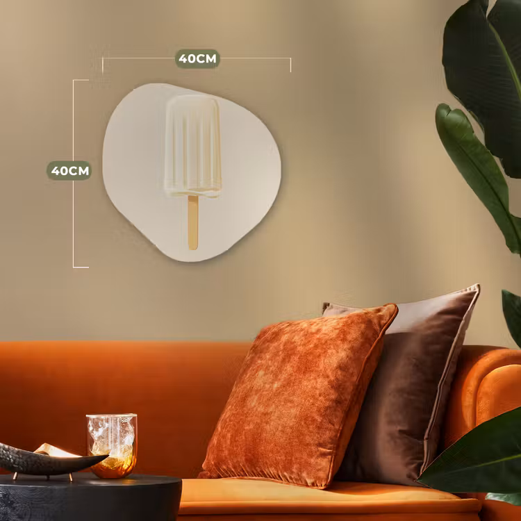 Minimalistisch - Waterijsje - Stokje - Beige Wandcirkel Organisch Forex 3mm klein -sfeer3