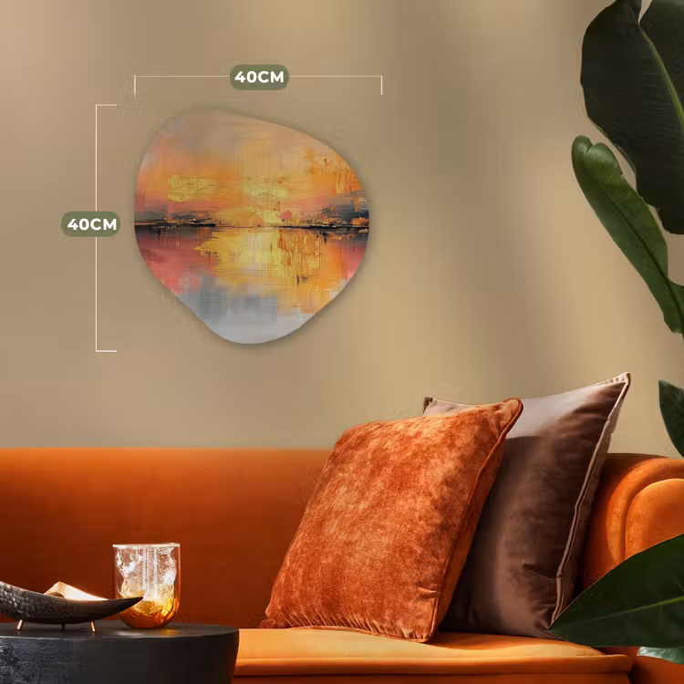 Modern - Abstract - Goud - Roze Wandcirkel Organisch Forex 3mm klein -sfeer3