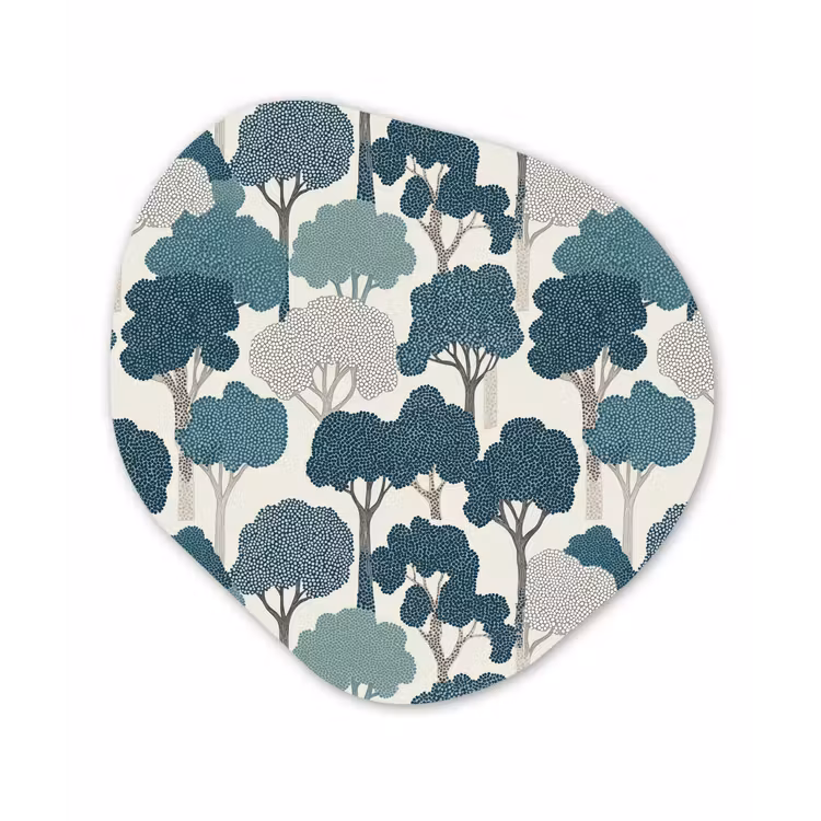 Modern - Bomen - Bos - Patroon - Blauw Wandcirkel Organisch Forex 3mm klein 629 -3d
