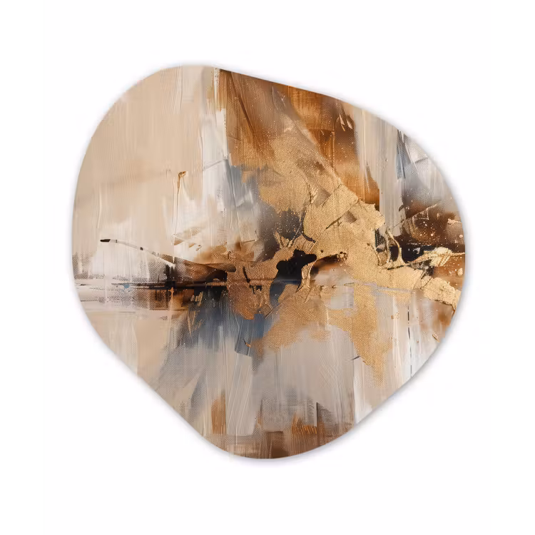 Modern - Bruin - Abstract - Beige Wandcirkel Organisch Forex 3mm klein -3d