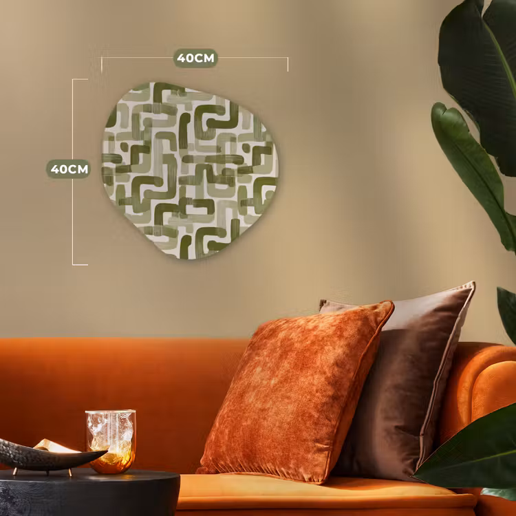Modern - Grafisch - Groen Wandcirkel Organisch Forex 3mm klein 629 -sfeer3
