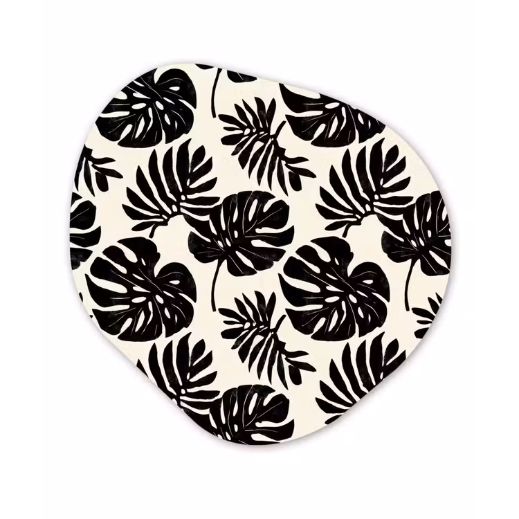 Modern - Monstera - Zwart Wandcirkel Organisch Forex 3mm klein 629 -3d