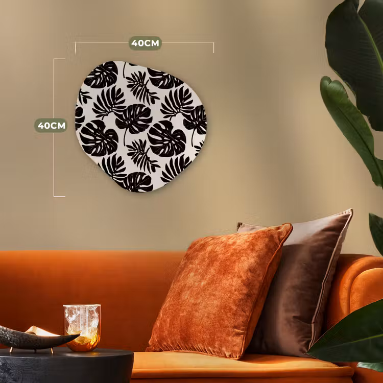 Modern - Monstera - Zwart Wandcirkel Organisch Forex 3mm klein 629 -sfeer3