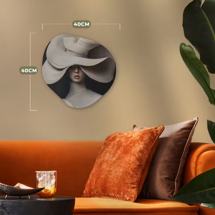 Modern - Vrouw - Hoed Wandcirkel Organisch Forex 3mm klein -sfeer3