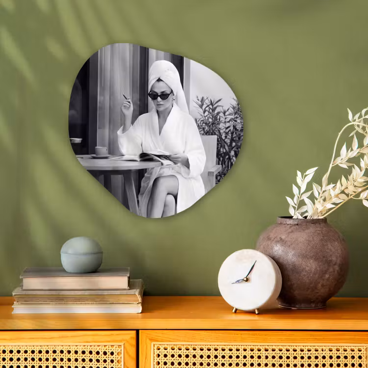 Modern - Vrouw - Zwart - Wit Wandcirkel Organisch Forex 3mm klein -sfeer2
