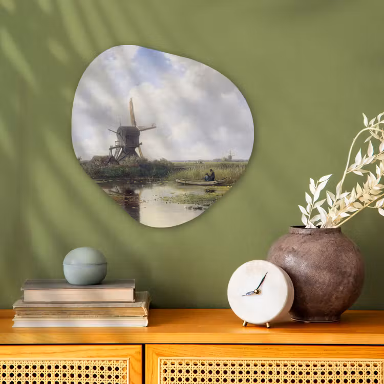 Molen - Willem Roelofs - Oude meesters - Kunst Wandcirkel Organisch Forex 3mm klein -sfeer2
