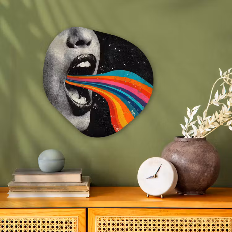 Mond - Golven - Regenboog Wandcirkel Organisch Forex 3mm klein -sfeer2