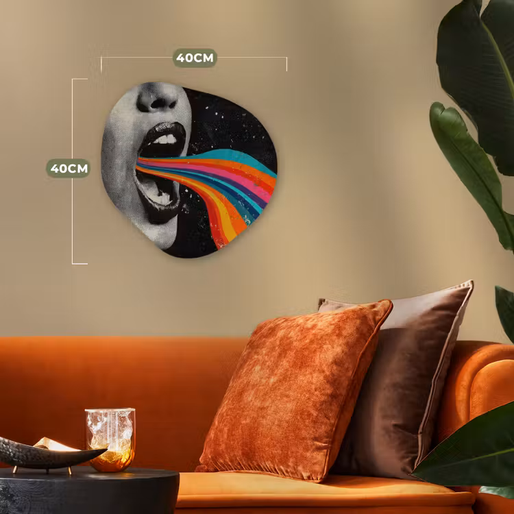 Mond - Golven - Regenboog Wandcirkel Organisch Forex 3mm klein -sfeer3