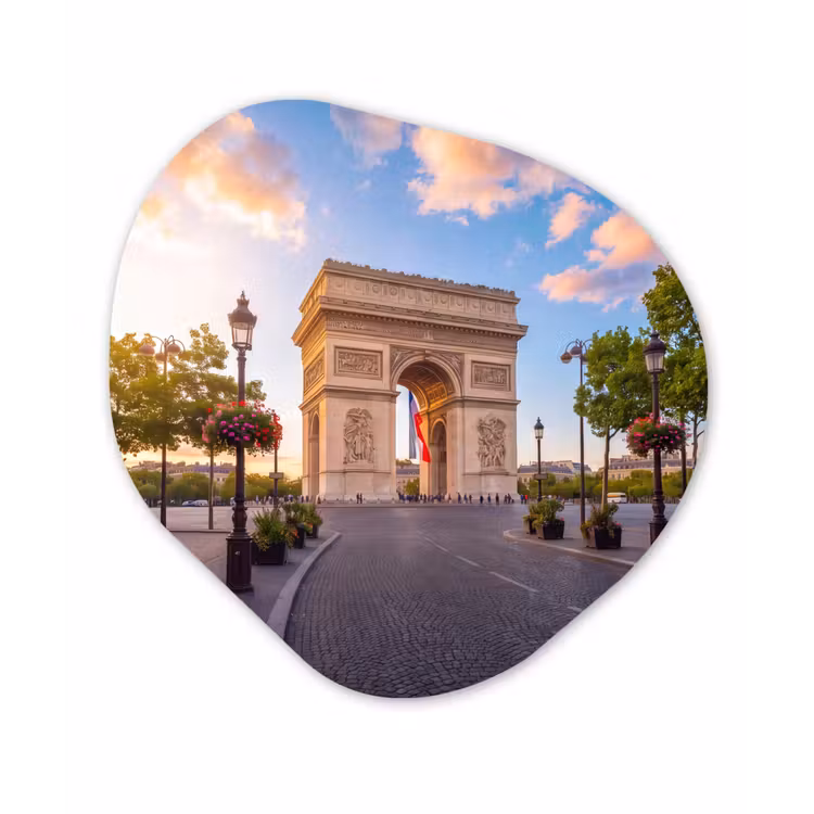 Monument - Parijs - Zonsondergang - Architectuur - Goud Wandcirkel Organisch Forex 3mm klein -3d