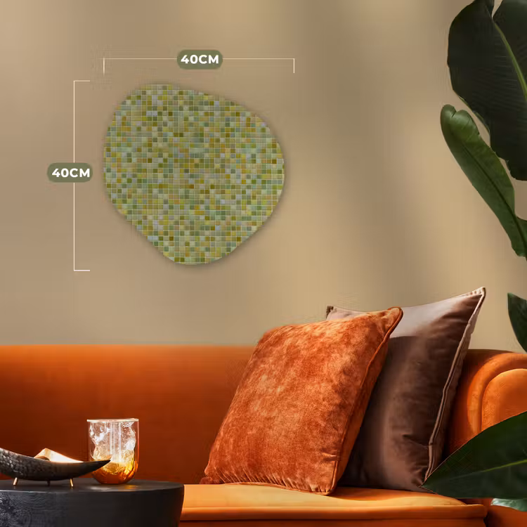 Mozaïek - Patroon - Groen Wandcirkel Organisch Forex 3mm klein 629 -sfeer3