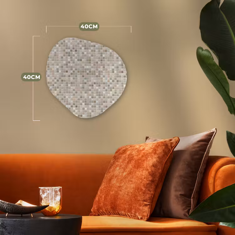 Mozaïek - Patroon- Taupe Wandcirkel Organisch Forex 3mm klein 629 -sfeer3