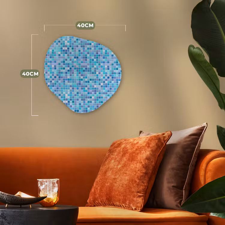 Mozaïek - Patroon - Turquoise Wandcirkel Organisch Forex 3mm klein 629 -sfeer3