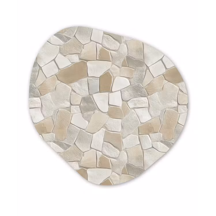 Mozaïek - Stenen - Beige Wandcirkel Organisch Forex 3mm klein 629 -3d