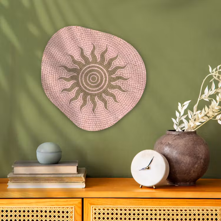 Mozaïek - Zon - Patroon - Klassiek - Roze Wandcirkel Organisch Forex 3mm klein -sfeer2