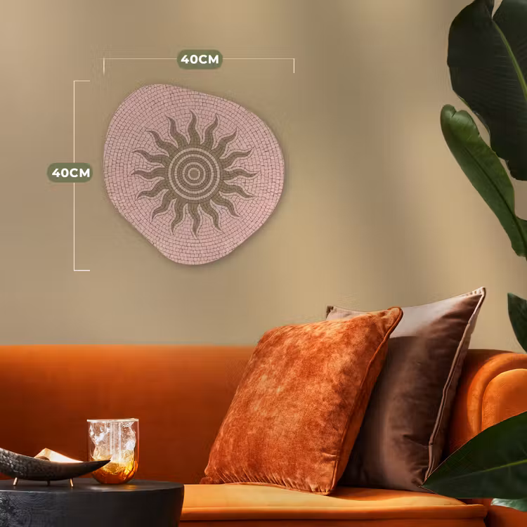 Mozaïek - Zon - Patroon - Klassiek - Roze Wandcirkel Organisch Forex 3mm klein -sfeer3