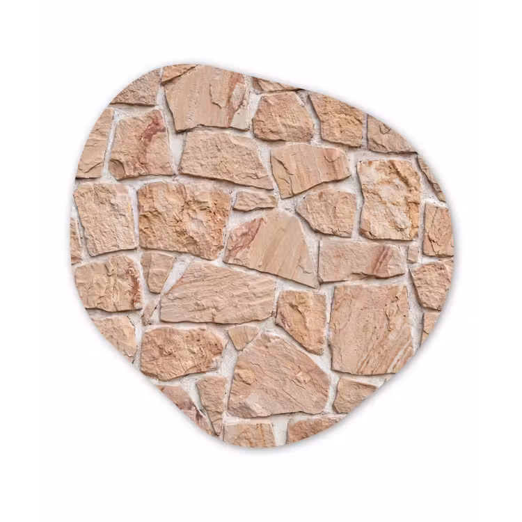 Muur - Steen - Patroon - Rustiek - Beige Wandcirkel Organisch Forex 3mm klein -3d