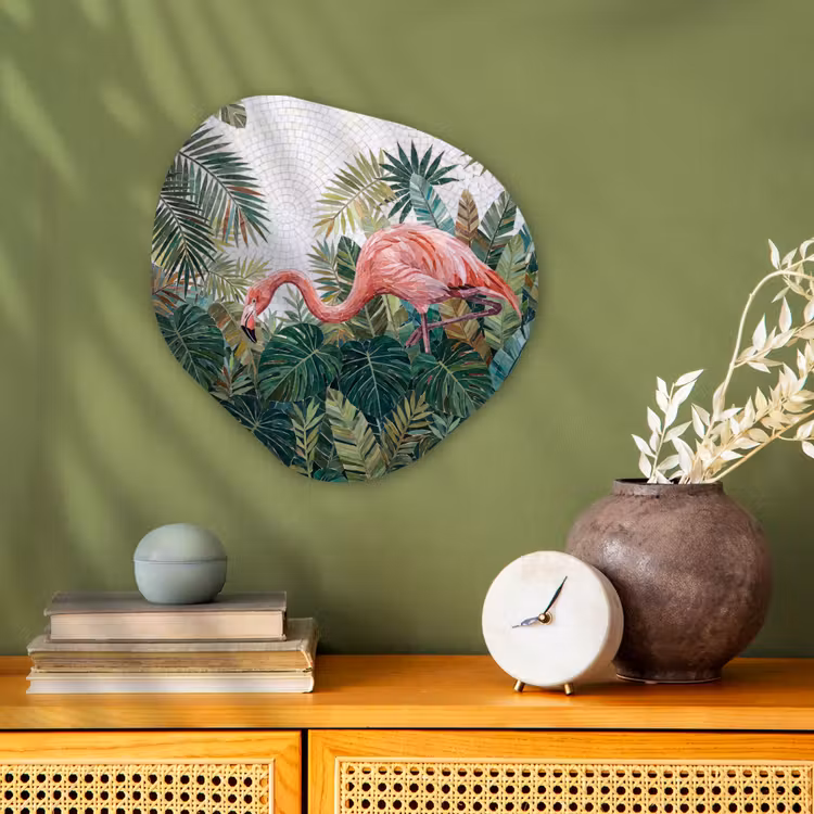 Natuur - Bladeren - Abstract - Groen - Vogel Wandcirkel Organisch Forex 3mm klein -sfeer2